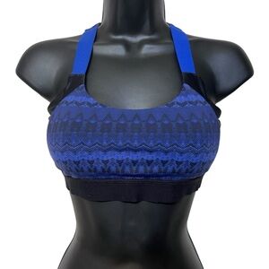 ALO Yoga Cortina Sports Bra Blue & Black Geometric Print XS